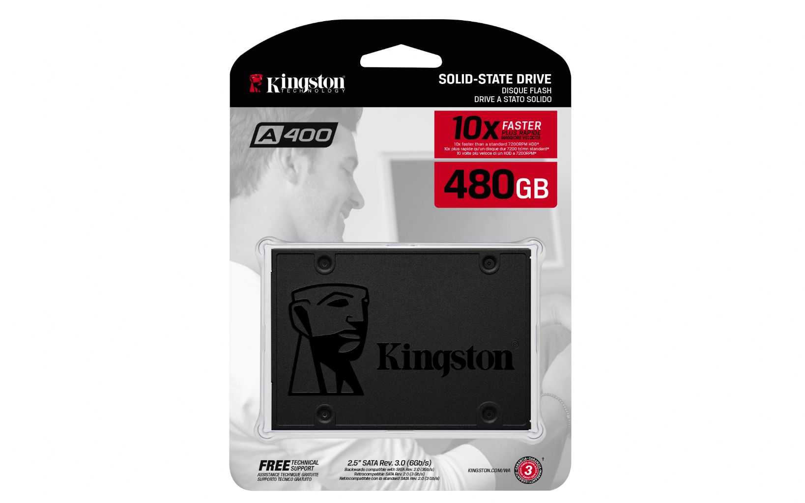 cod. HDDSSD-SA400-480  HARD DISK INTERNO SSD KINGSTON A400 480GB SATA-6Gb SA400S37/480G...