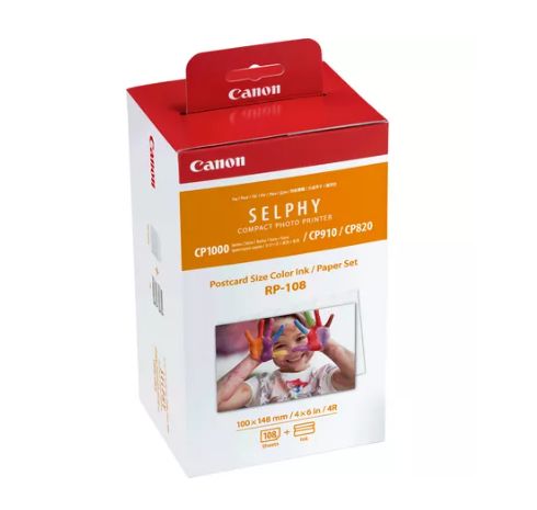 Canon KP-108IN Carta fotografica (108 fogli 10x15 cm) e cartuccia colore per stampante Selphy, 3115B001(AA)